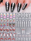 Halloween Clown Skeleton 5D Embossed Nail Stickers 2-Piece