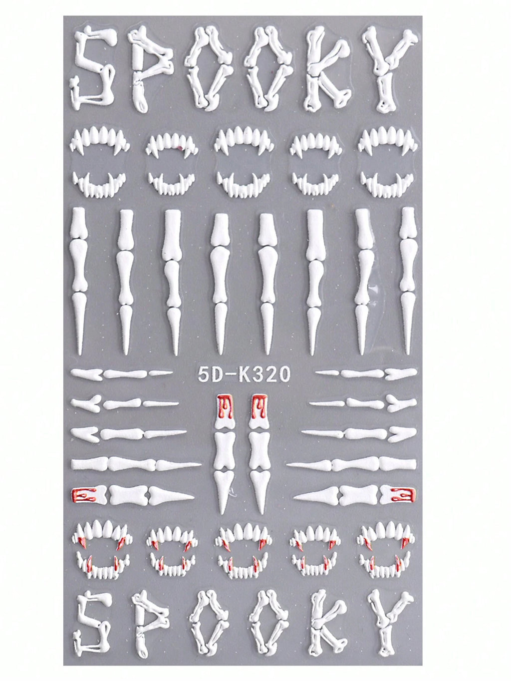 Halloween Clown Skeleton 5D Embossed Nail Stickers 2-Piece