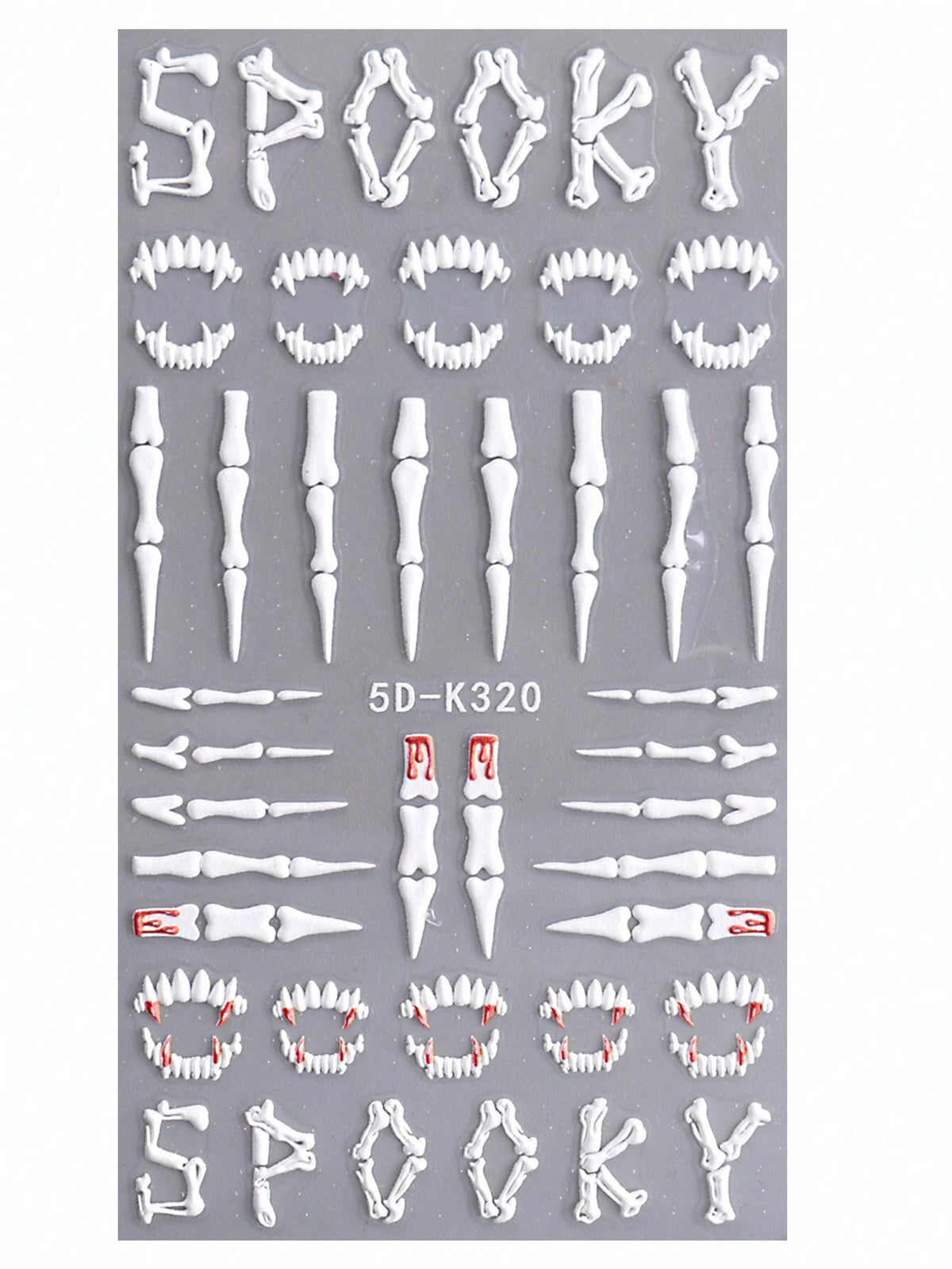 Halloween Clown Skeleton 5D Embossed Nail Stickers 2-Piece