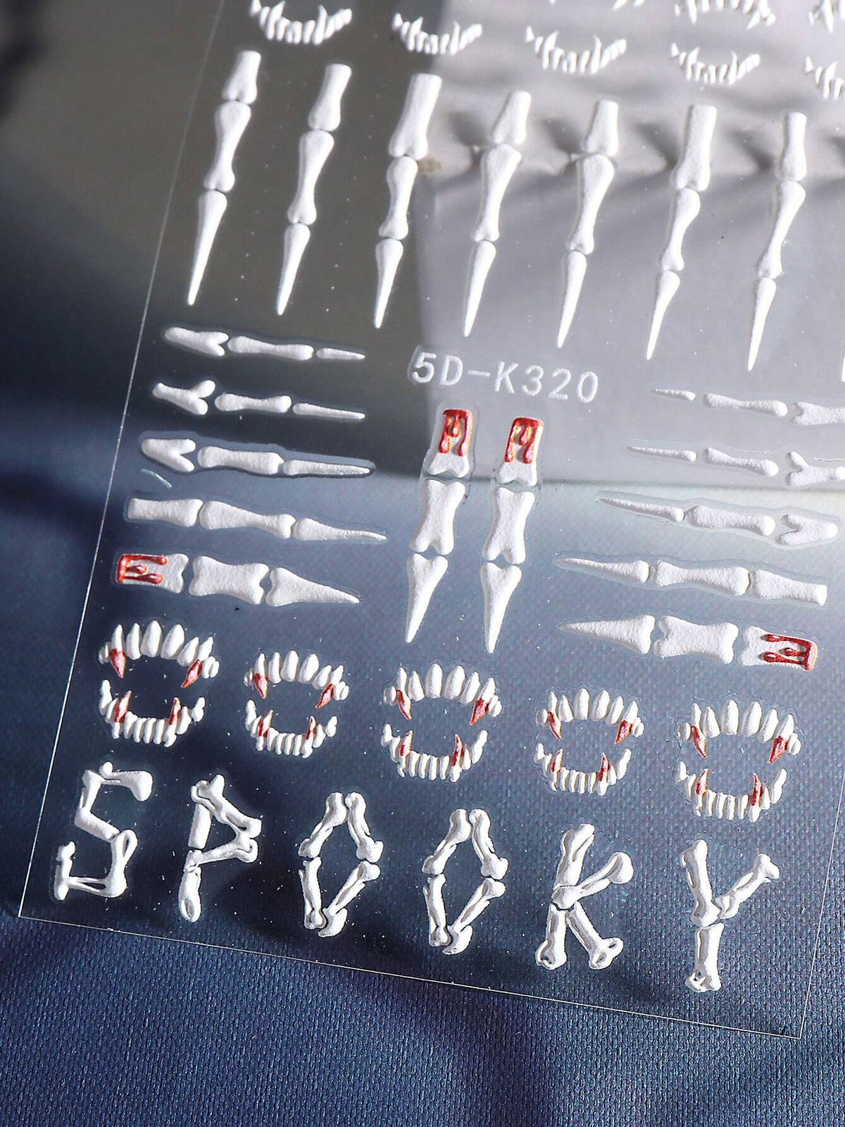 Halloween Clown Skeleton 5D Embossed Nail Stickers 2-Piece