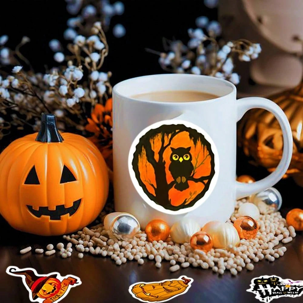Retro Halloween Pumpkin Waterproof Stickers 50-Piece