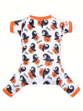 Halloween Pumpkin Print Pet Pajamas Dog Clothes