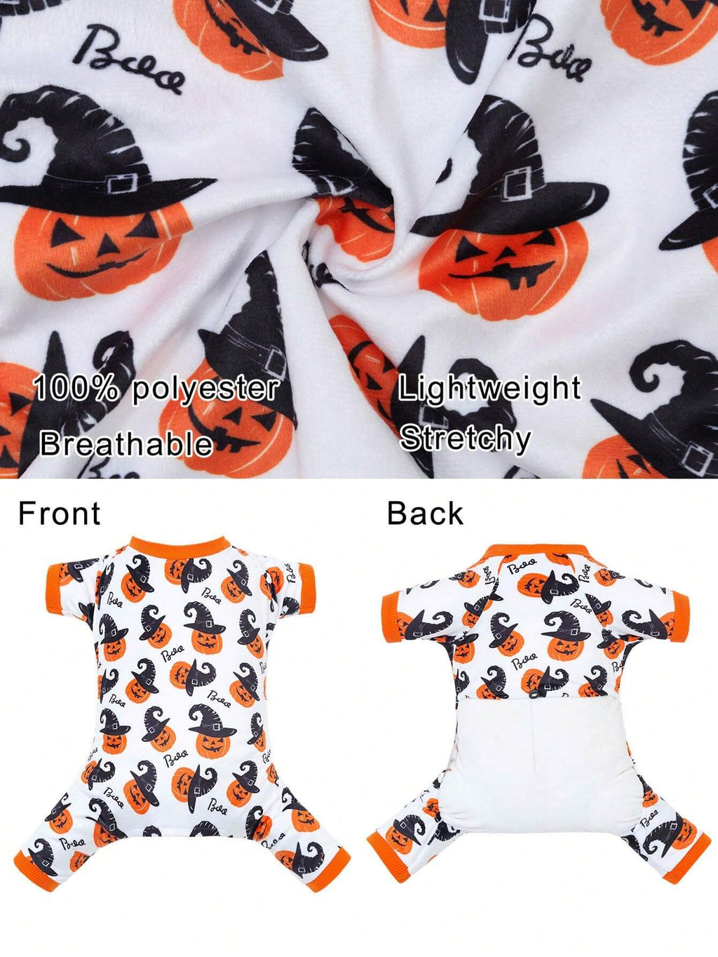 Halloween Pumpkin Print Pet Pajamas Dog Clothes