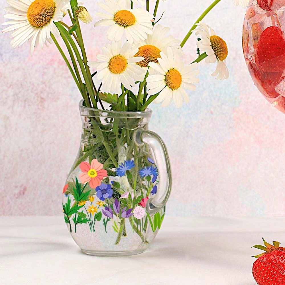 Spring Flower Pattern PVC Bottle Stickers Set