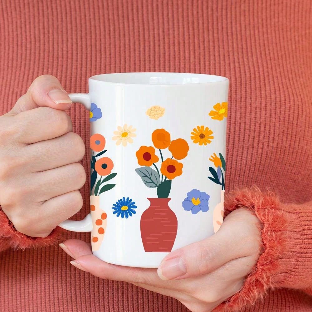 Spring Flower Pattern PVC Bottle Stickers Set