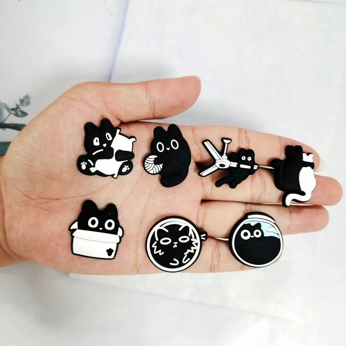 Lovely Black Cat PVC Shoe Charms Set 12-Piece