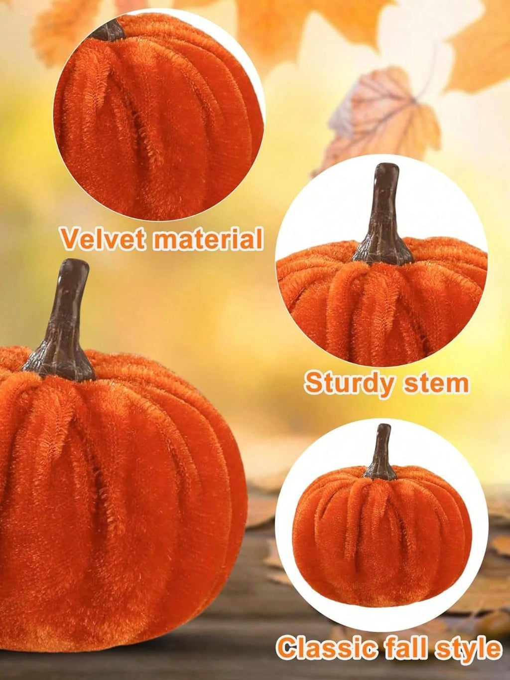 Faux Velvet Foam Fabric Pumpkin Fall Table Decorations