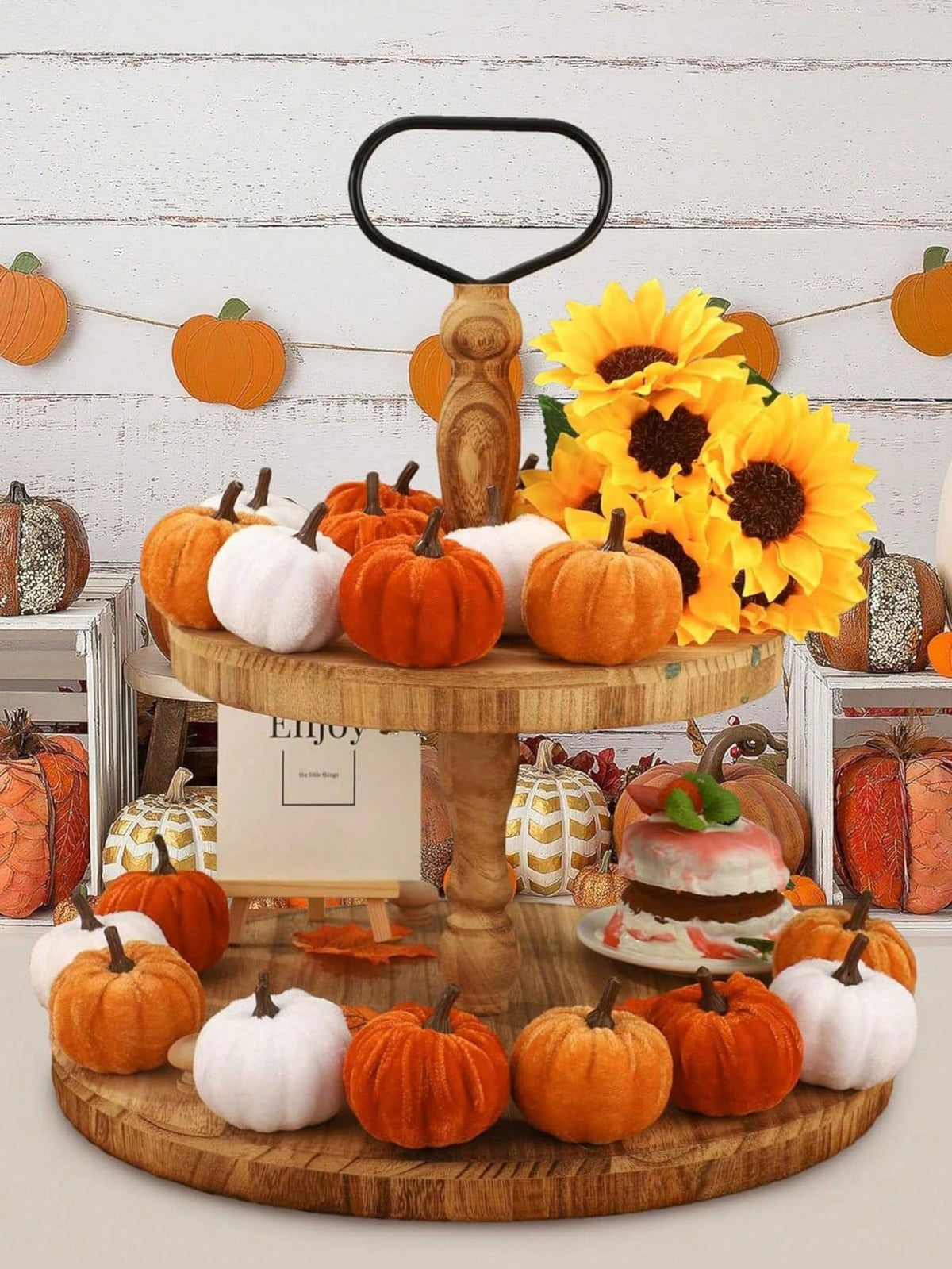 Faux Velvet Foam Fabric Pumpkin Fall Table Decorations