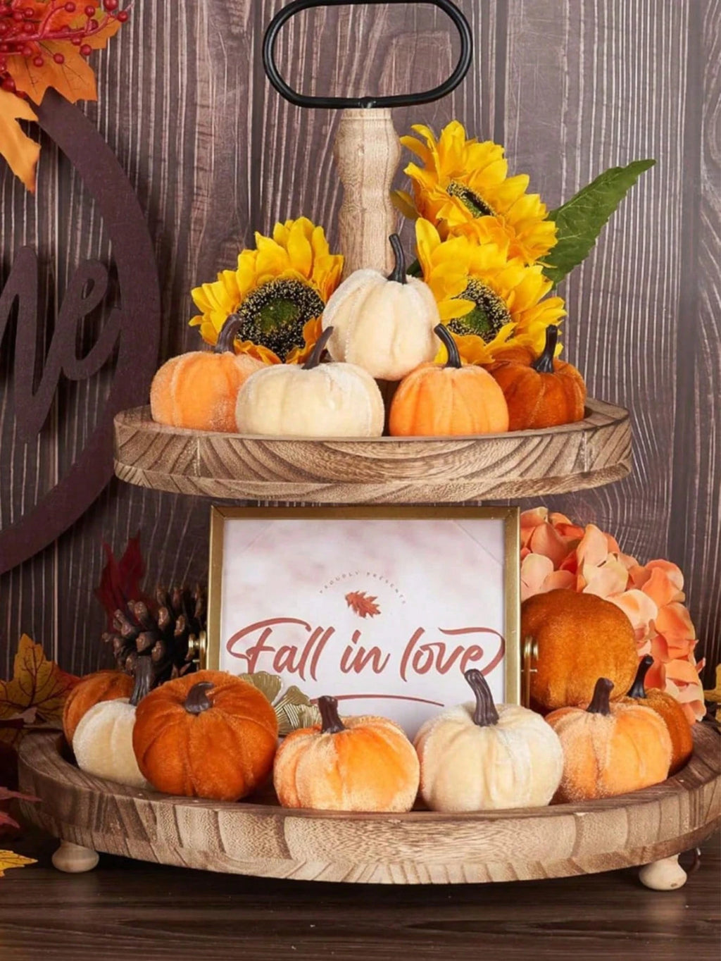 Faux Velvet Foam Fabric Pumpkin Fall Table Decorations