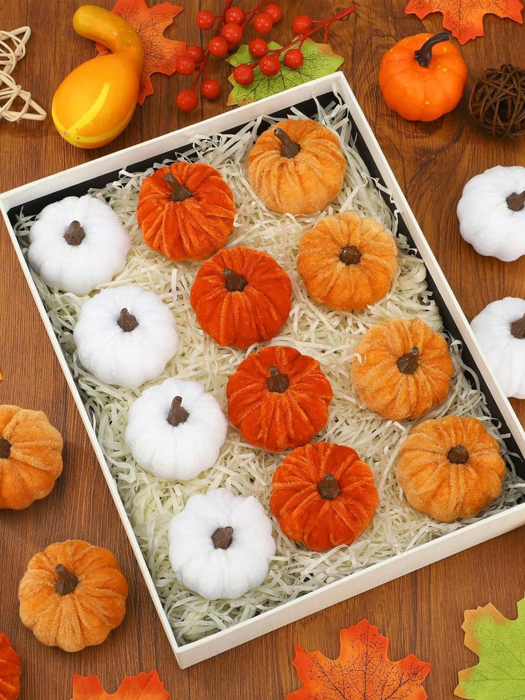 Faux Velvet Foam Fabric Pumpkin Fall Table Decorations