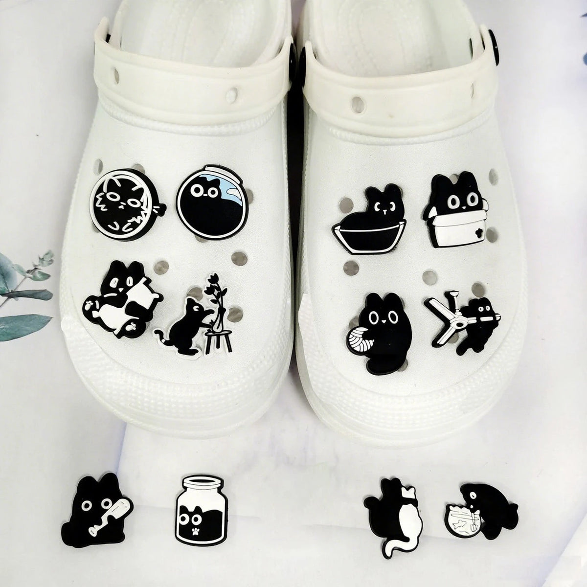 Lovely Black Cat PVC Shoe Charms Set 12-Piece