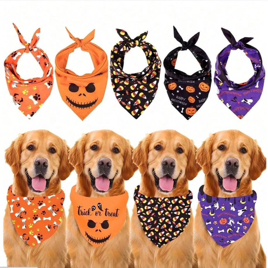 Halloween Candy Pumpkin Triangle Pet Bandana