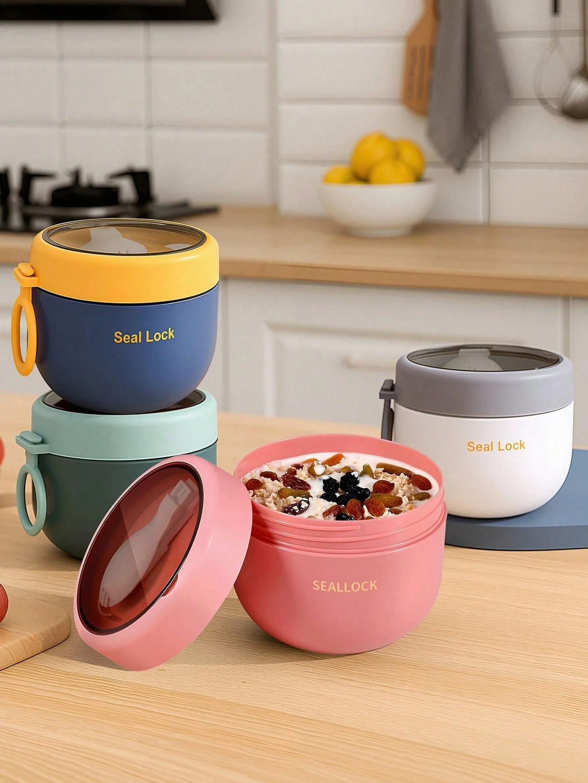 Portable Oat Yogurt Cup With Spoon 600ml