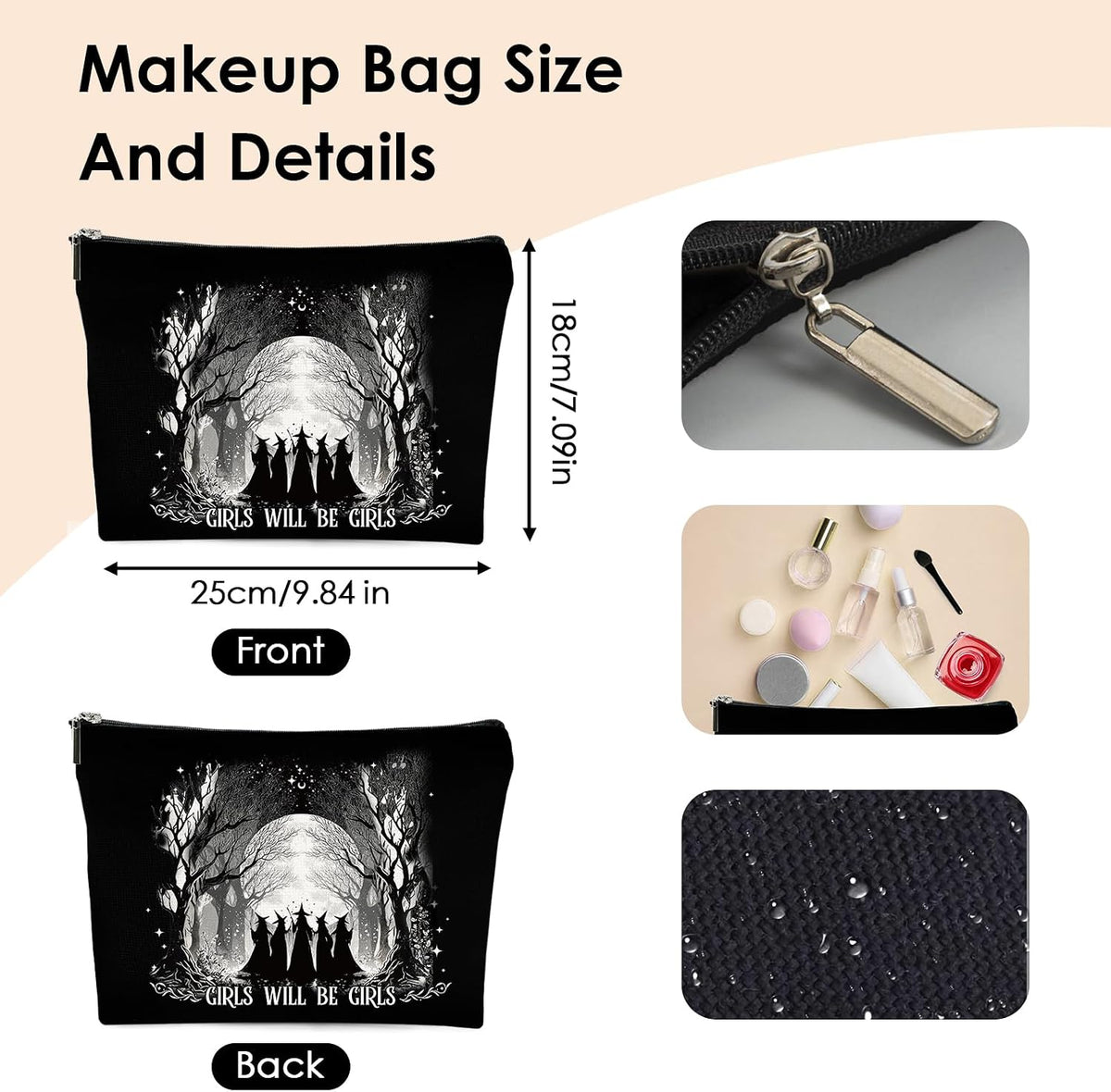 VeloKomo Waterproof Linen Cosmetic Bag