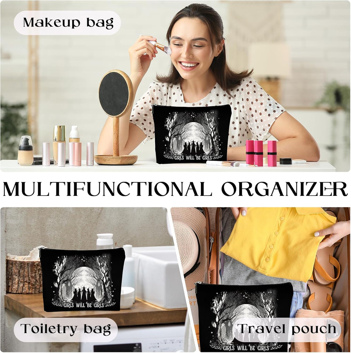 VeloKomo Waterproof Linen Cosmetic Bag