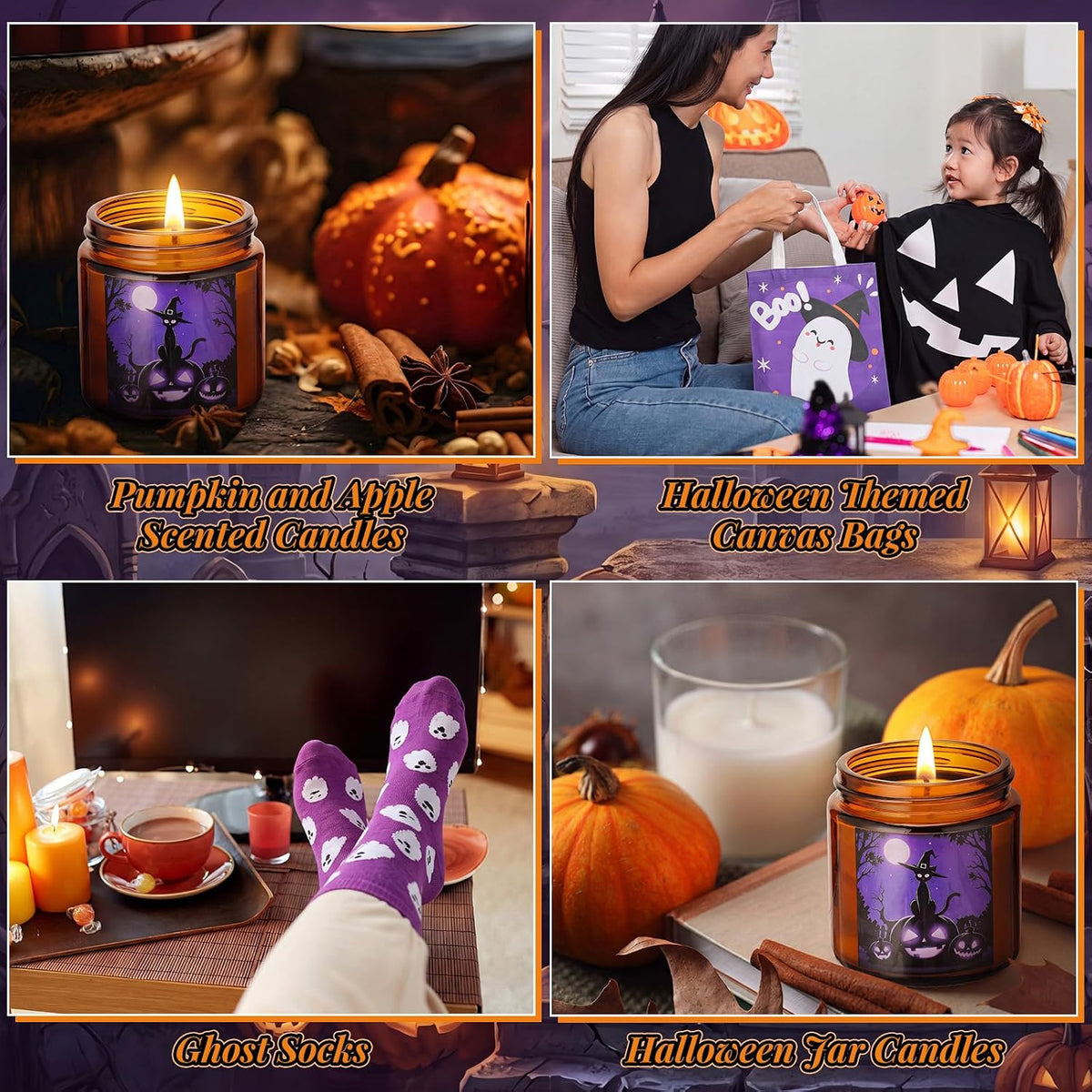 Romooa Women's Halloween Boo Basket Gift Set 9-Piece