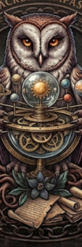 Owl of Wisdom &  Celestial Compass Bookmark (digital product)