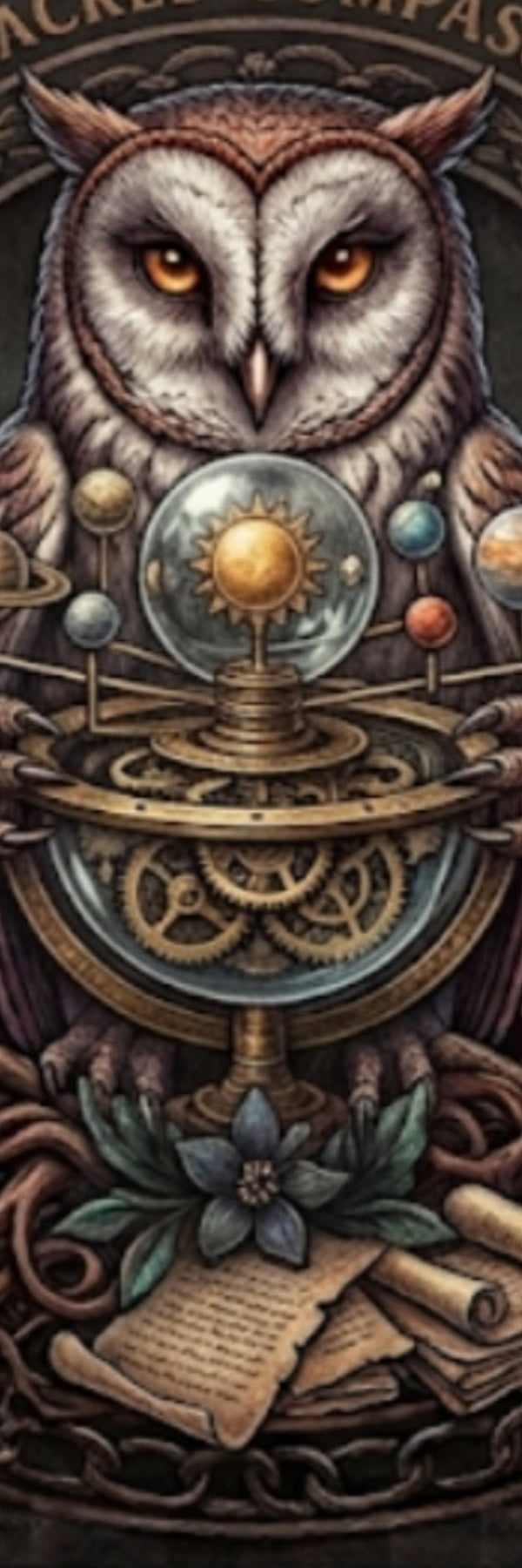 Owl of Wisdom &  Celestial Compass Bookmark (digital product)