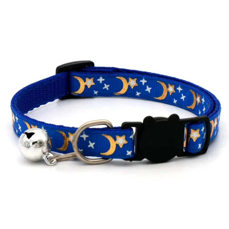 Cartoon Star Moon Adjustable Cat Collar with Bell