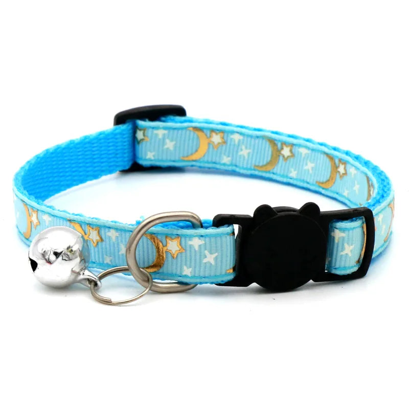 Cartoon Star Moon Adjustable Cat Collar with Bell