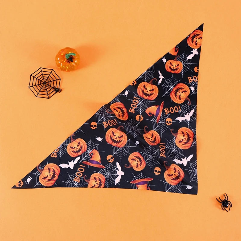 Halloween Pumpkin Ghost Dog Triangle Scarf Bandanas