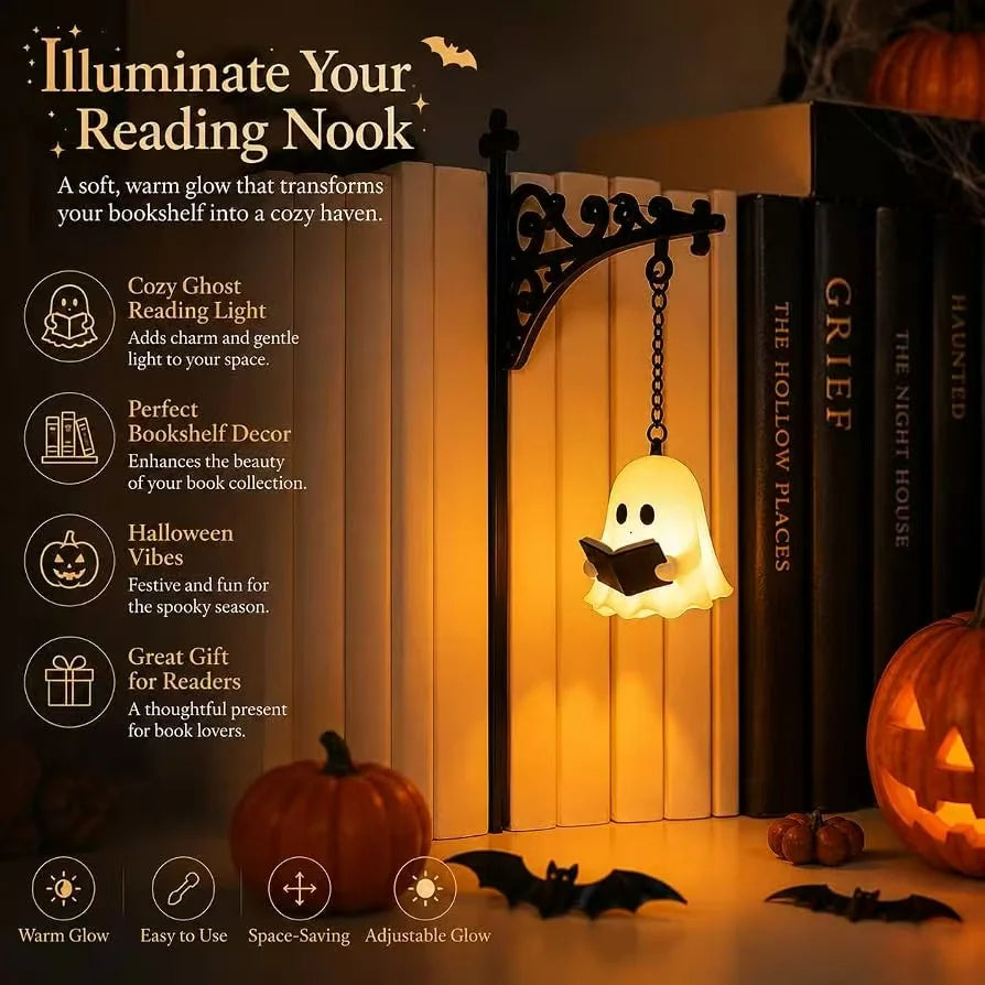 Vintage Halloween Library Bookshelf Hanging Lantern Lamp