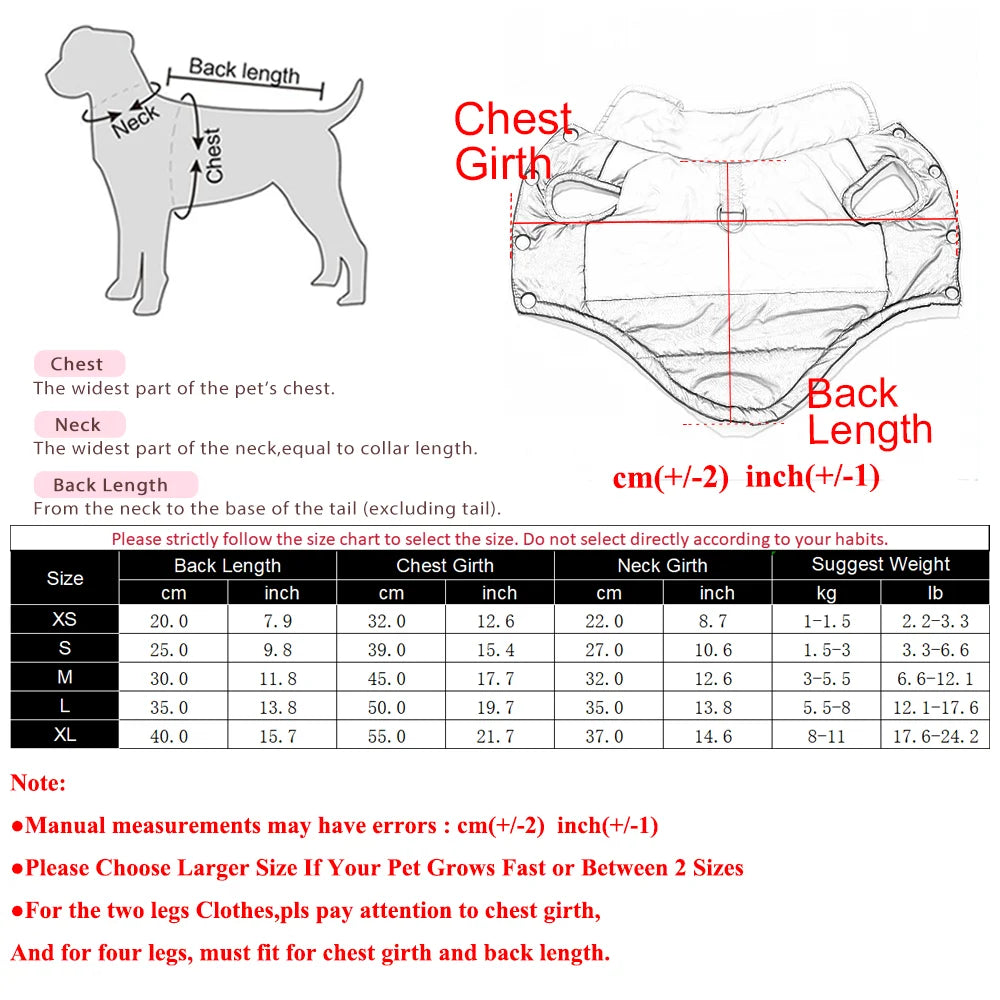 Warm Waterproof Winter Dog Jacket Vest with D-Ring