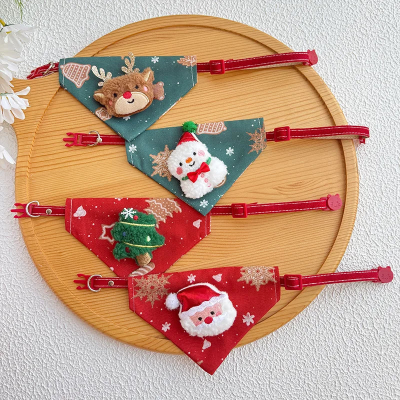 Christmas Pet Triangle Scarf Collar
