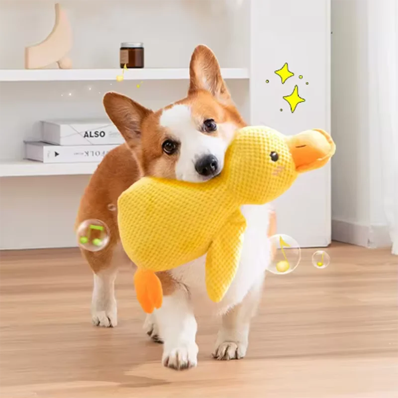 Cute Yellow Duck Interactive Plush Dog Squeak Toy
