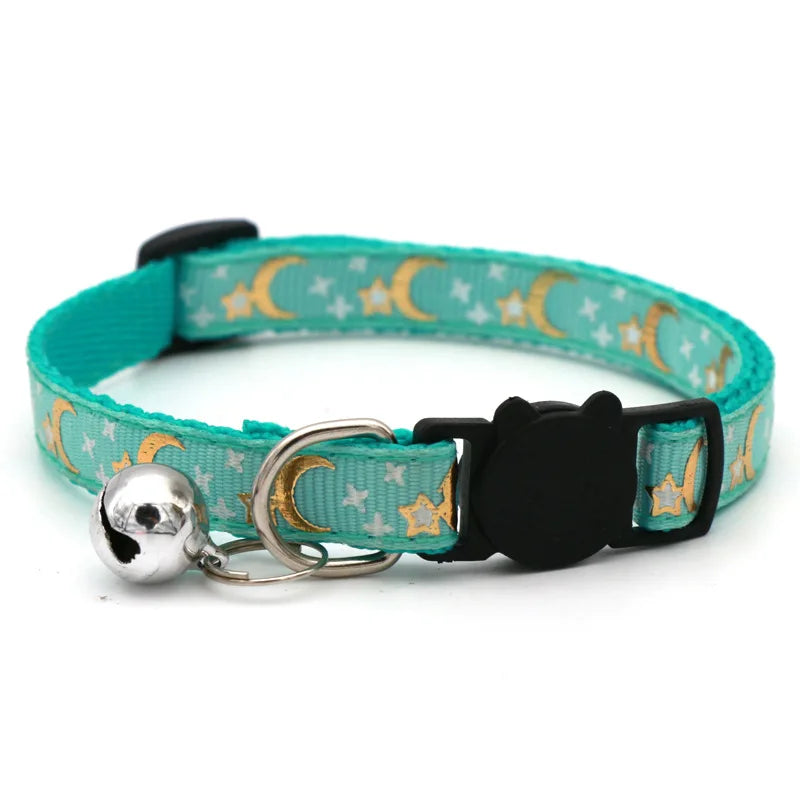Cartoon Star Moon Adjustable Cat Collar with Bell