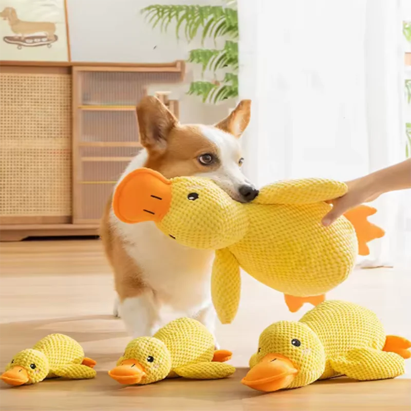 Cute Yellow Duck Interactive Plush Dog Squeak Toy