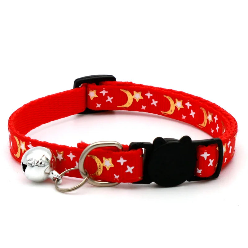 Cartoon Star Moon Adjustable Cat Collar with Bell