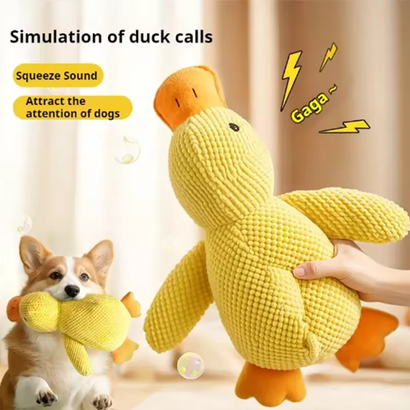 Cute Yellow Duck Interactive Plush Dog Squeak Toy