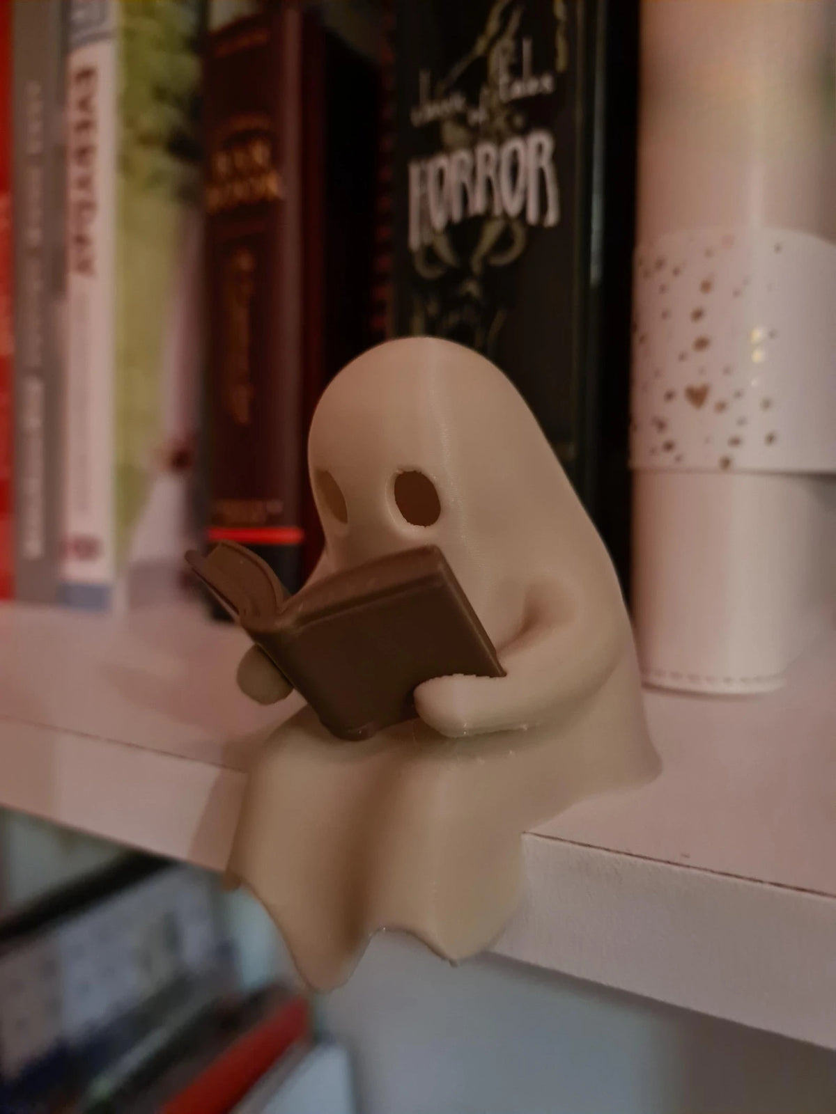 Halloween Reading Ghost Shelf Figurine with Flickering Light