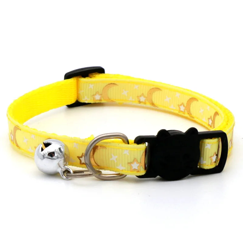 Cartoon Star Moon Adjustable Cat Collar with Bell