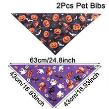 Halloween Pumpkin Ghost Dog Triangle Scarf Bandanas