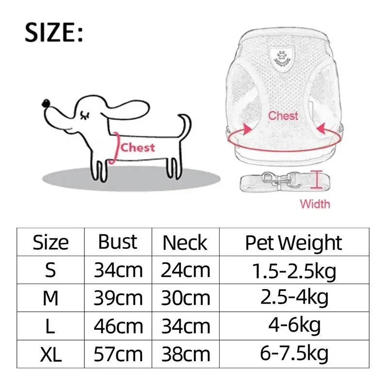 Adjustable Mesh Vest Pet Harness with Leash