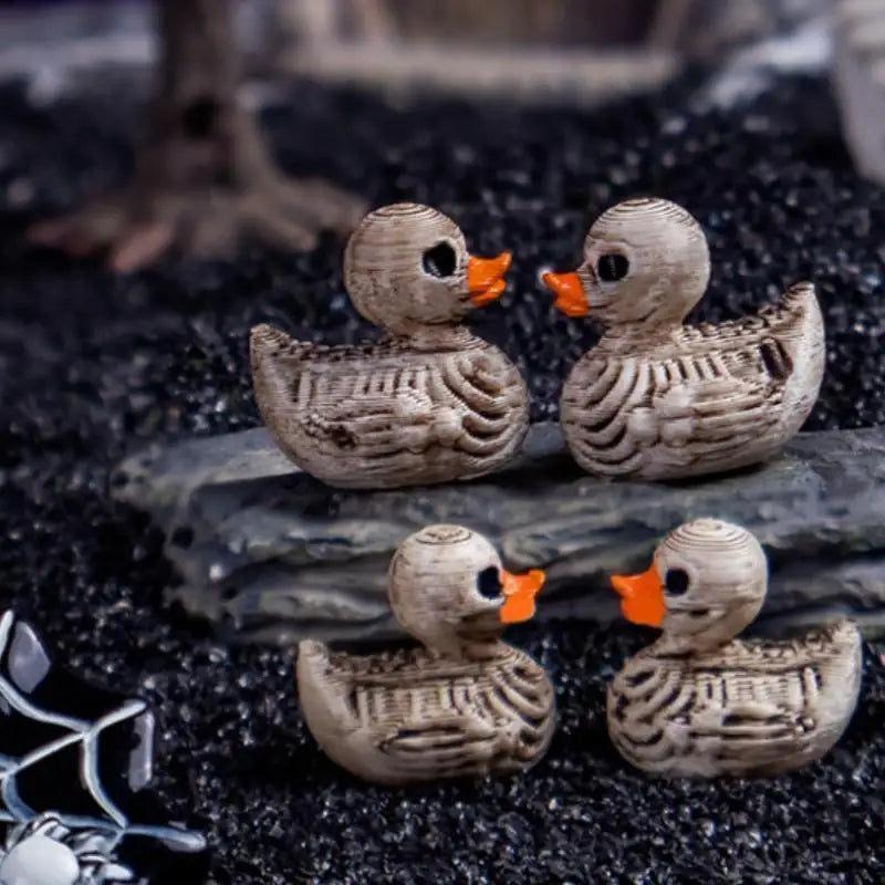 20-Pack 0.6" Cute Gothic Skull Duck Figurines – Resin Halloween Decorations for Home, Office, Parties & Desk Decor