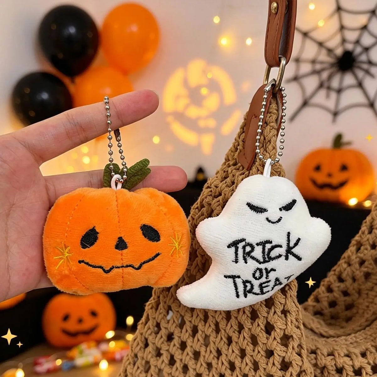 Halloween Pumpkin Head Cartoon Plush Keychain Pendant