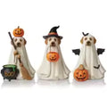 Halloween Ghost Dog Wooden Tabletop Ornaments 3-Piece Set