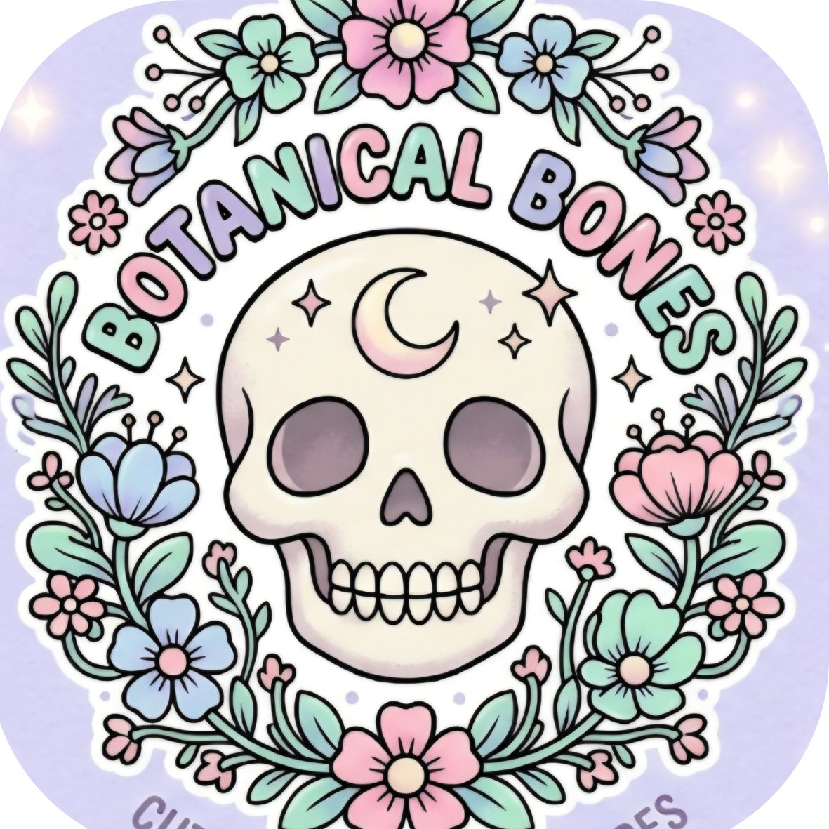 Botanical/Pastel colours Fun Skull digital product