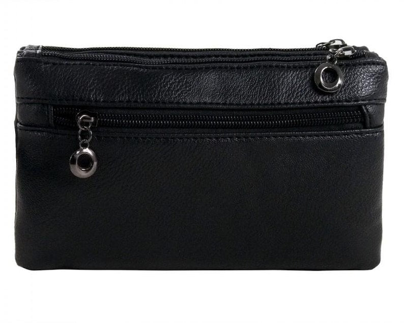 GOTHX Vegan Black Mini Skull Head Zip Gothic Detail Clutch - goth style - makeup bag - dark grunge