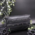 GOTHX Vegan Black Mini Skull Head Zip Gothic Detail Clutch - goth style - makeup bag - dark grunge