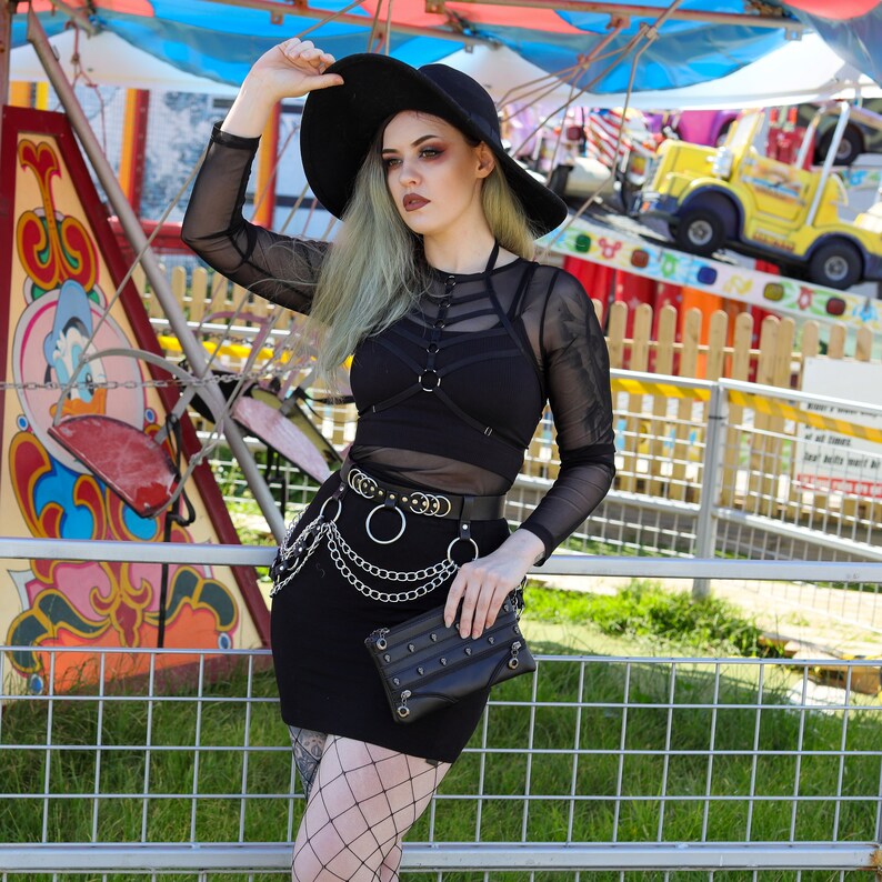 GOTHX Vegan Black Mini Skull Head Zip Gothic Detail Clutch - goth style - makeup bag - dark grunge