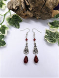 Gothic Vampire Bat Earrings with Red Teardrop Crystals – Choose from 2 Enchanting Designs