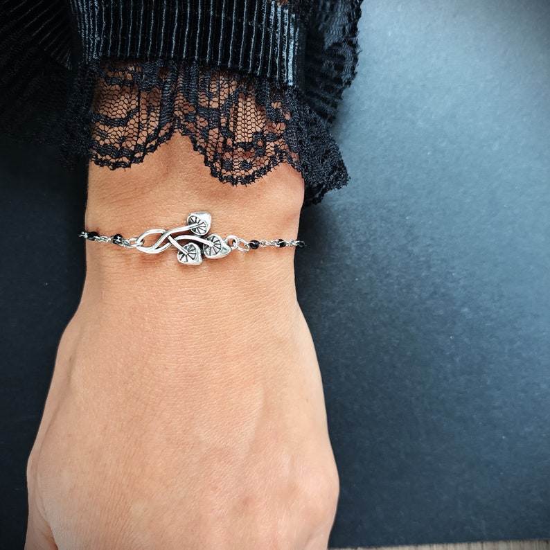 Black Beaded Mushroom Bracelet – Whimsigoth Gothic Jewelry