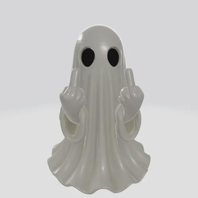 Funny Middle Finger Ghost 3D Model: Spooky Halloween Decor (Digital Download),Black Friday Deal