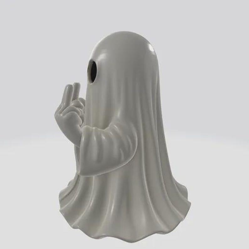 Funny Middle Finger Ghost 3D Model: Spooky Halloween Decor (Digital Download),Black Friday Deal