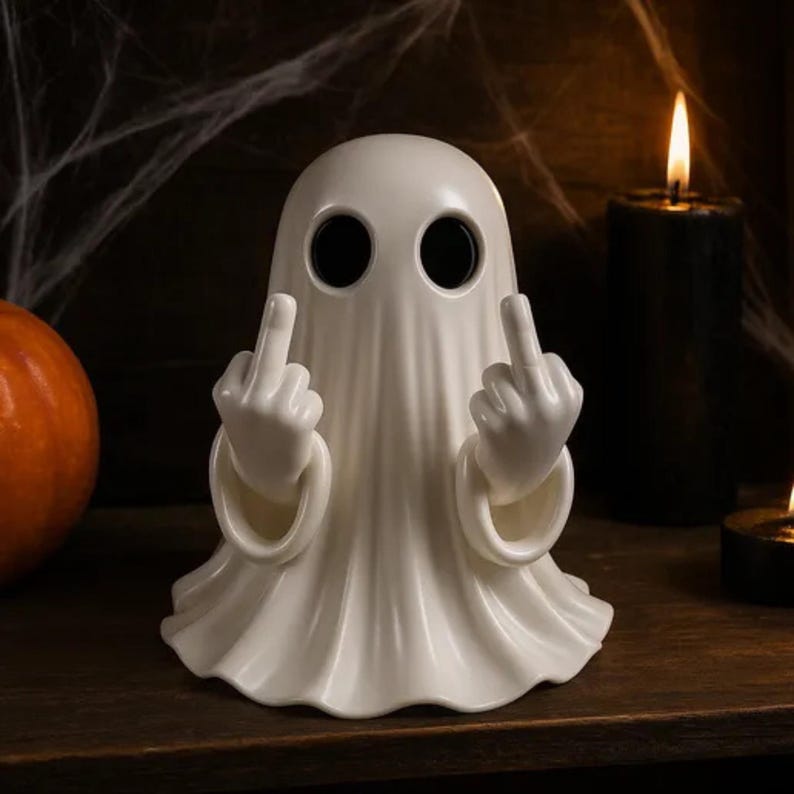Funny Middle Finger Ghost 3D Model: Spooky Halloween Decor (Digital Download),Black Friday Deal