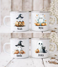Personalised Children’s Halloween Enamel Mug – Custom Name Design
